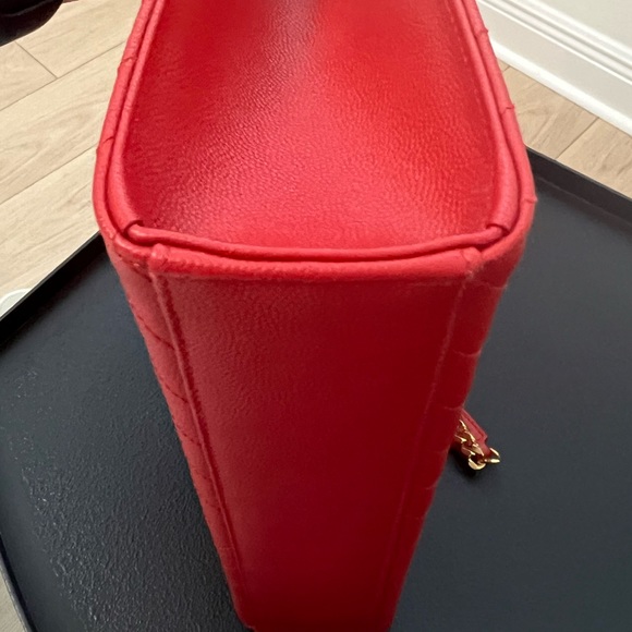 💄 YSL Grain De Poudre Matelasse Chevron Large Monogram Satchel Lipstick Red - Picture 5 of 13